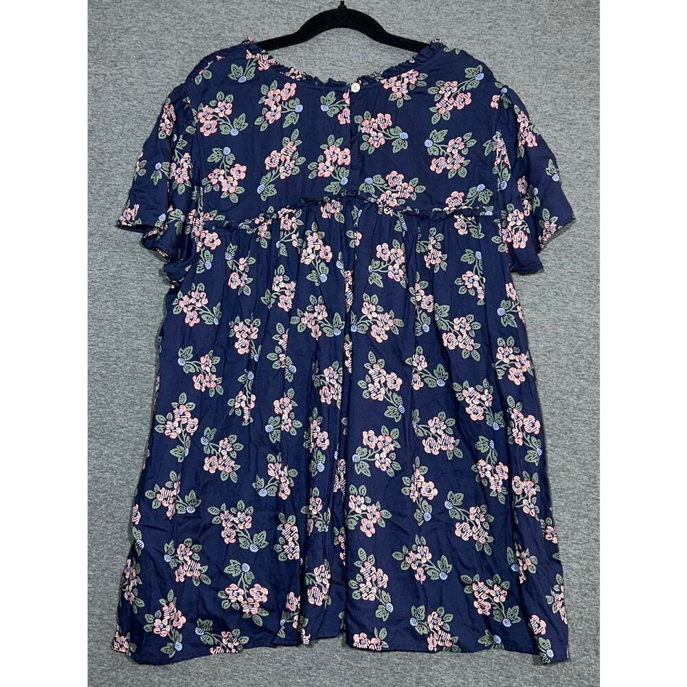 Anthropologie | Women's Blue Floral Smocked Darcy Sleep Top | Medium